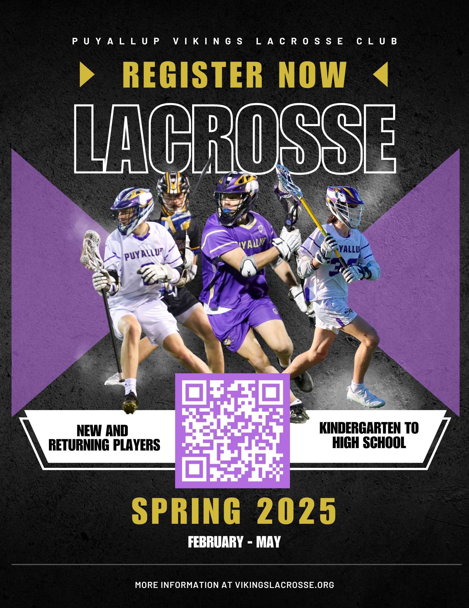 A flyer with lacrosse players for registration.